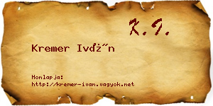 Kremer Iván névjegykártya